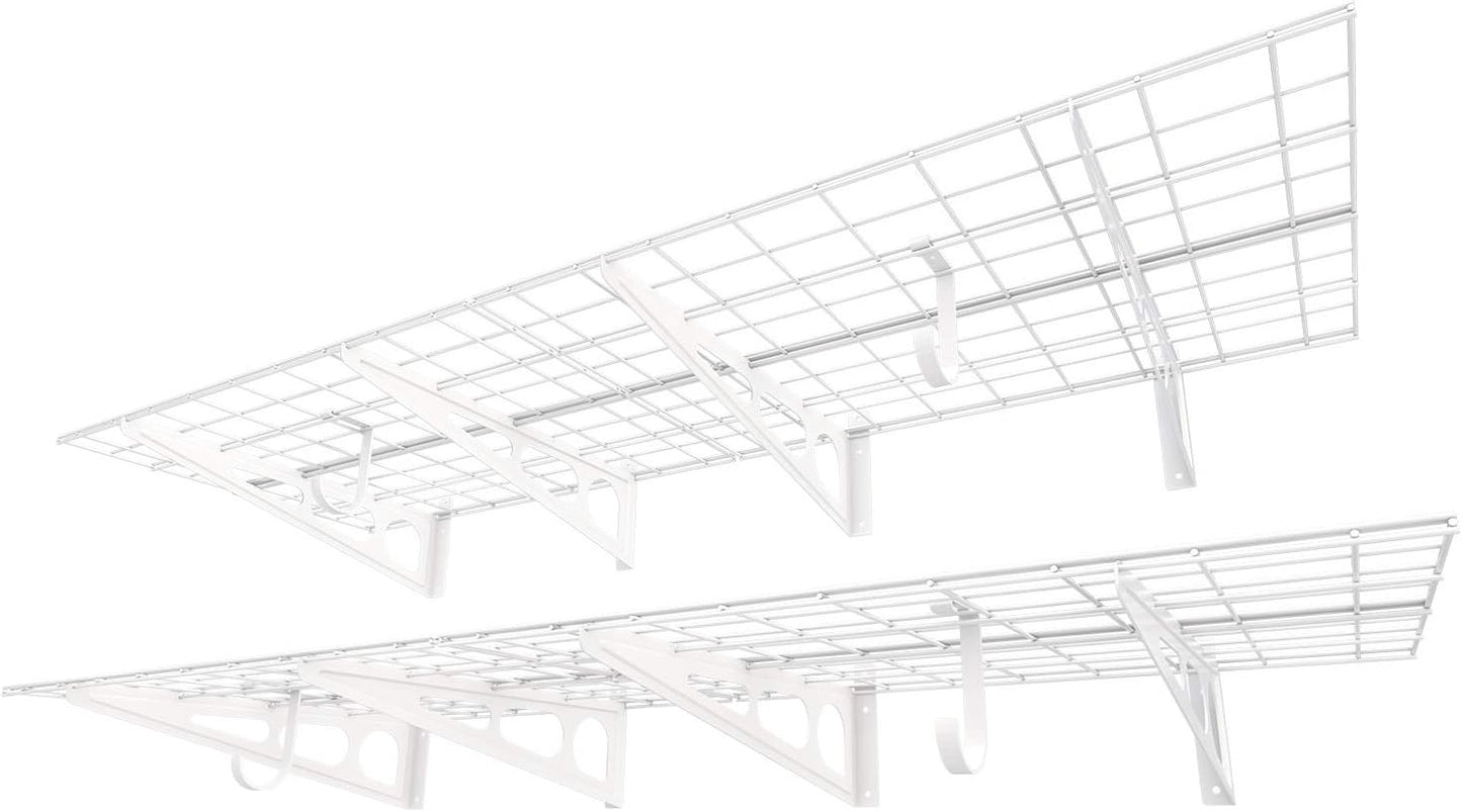 FLEXIMOUNTS 2-Pack 2x6ft Garage Shelving 24-inch-by-72-inch Wall Shelf Garage Storage Rack Floating Shelves, Black