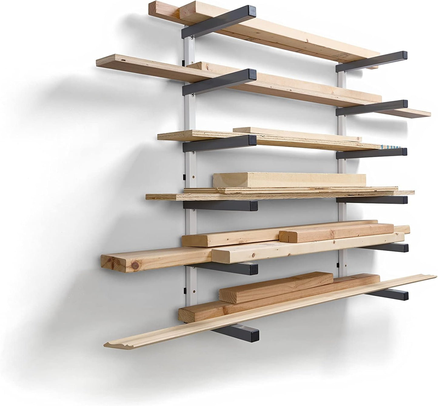 Bora Wood Organizer and Lumber Storage Metal Rack with 6-Level Wall Mount – Indoor and Outdoor Use, In Orange | PBR-001