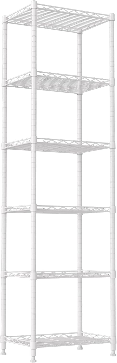REGILLER 6 Wire Shelving Steel Storage Rack Adjustable Unit Shelves for Laundry Bathroom Kitchen Pantry Closet(Silver, 11.7" D x 16.8" W x 63" H)