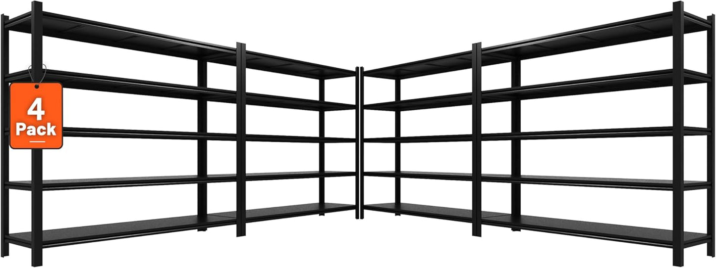 72" H Garage Shelving 2000LBS Heavy Duty Storage Shelves Adjustable 5 Tier Metal Shelves for Storage Garage Industrial Shelving Utility Racks,16" D x35.5 Wx72 H,Black