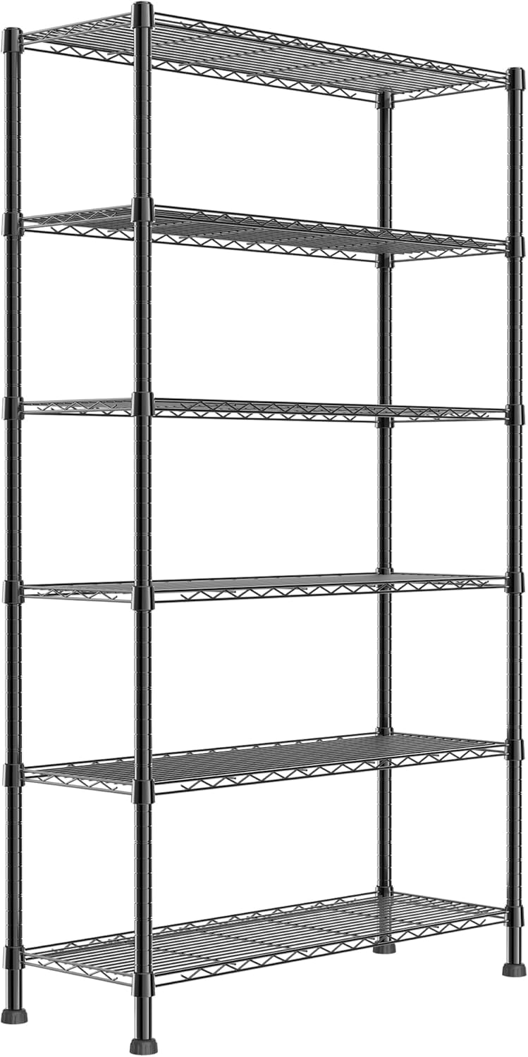 REGILLER 6 Wire Shelving Steel Storage Rack Adjustable Unit Shelves for Laundry Bathroom Kitchen Pantry Closet(Silver, 11.7" D x 16.8" W x 63" H)