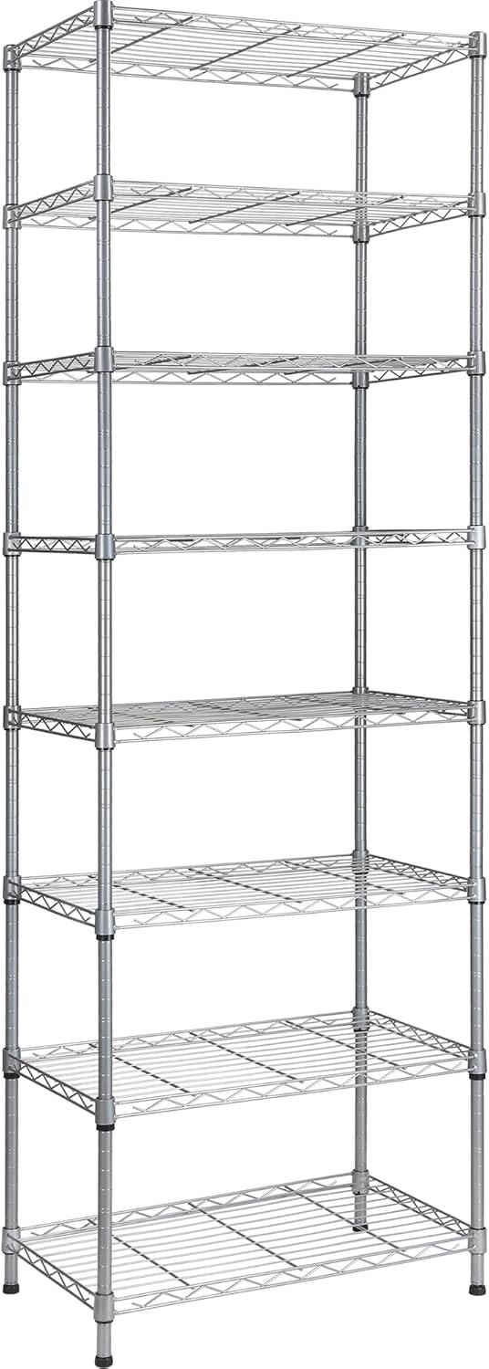 REGILLER 6 Wire Shelving Steel Storage Rack Adjustable Unit Shelves for Laundry Bathroom Kitchen Pantry Closet(Silver, 11.7" D x 16.8" W x 63" H)
