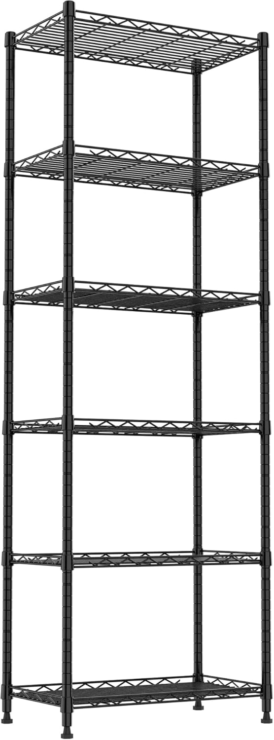 REGILLER 6 Wire Shelving Steel Storage Rack Adjustable Unit Shelves for Laundry Bathroom Kitchen Pantry Closet(Silver, 11.7" D x 16.8" W x 63" H)