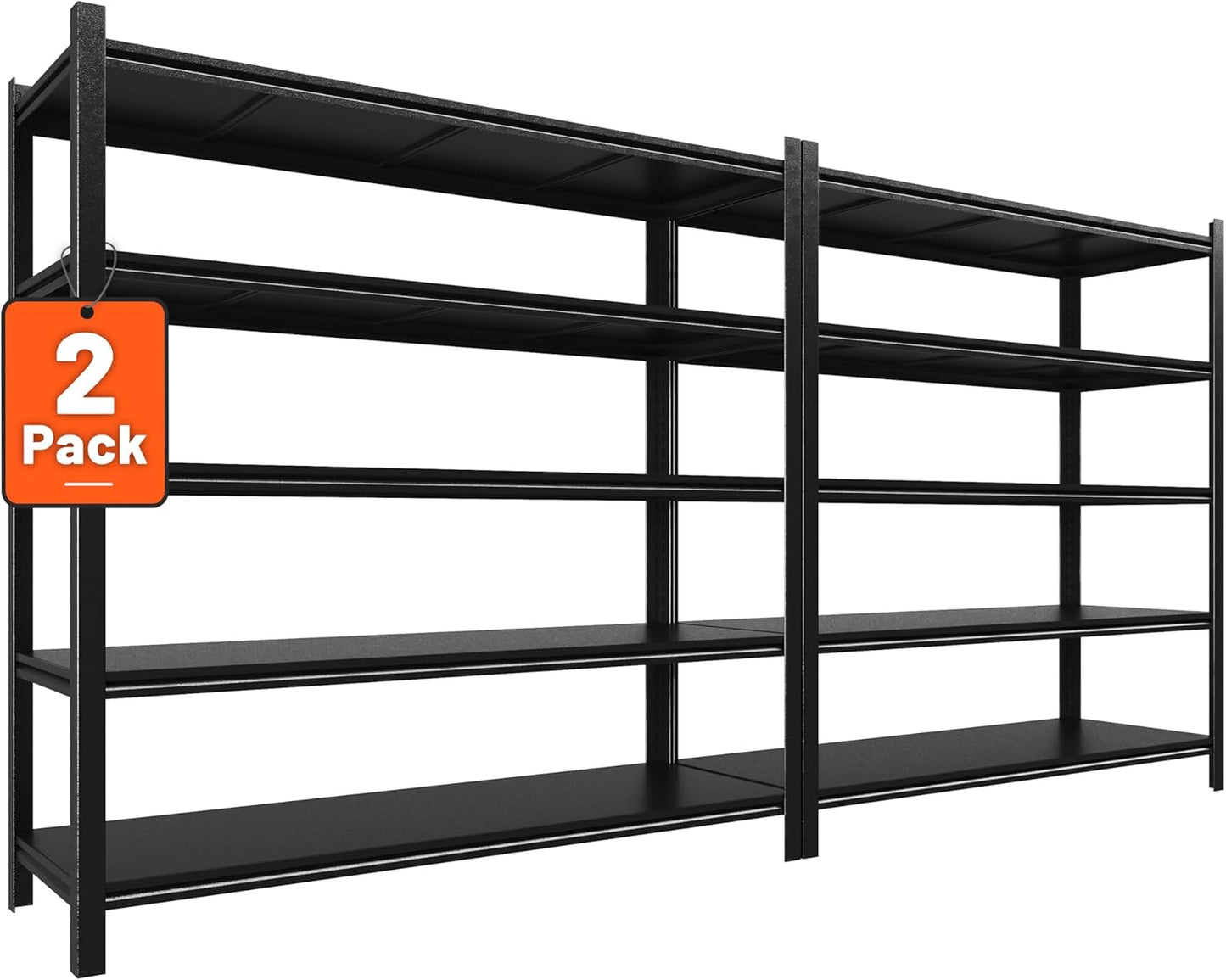 72" H Garage Shelving 2000LBS Heavy Duty Storage Shelves Adjustable 5 Tier Metal Shelves for Storage Garage Industrial Shelving Utility Racks,16" D x35.5 Wx72 H,Black