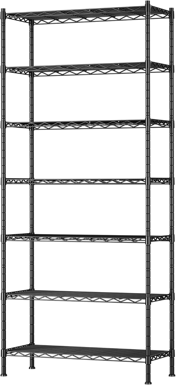 REGILLER 6 Wire Shelving Steel Storage Rack Adjustable Unit Shelves for Laundry Bathroom Kitchen Pantry Closet(Silver, 11.7" D x 16.8" W x 63" H)