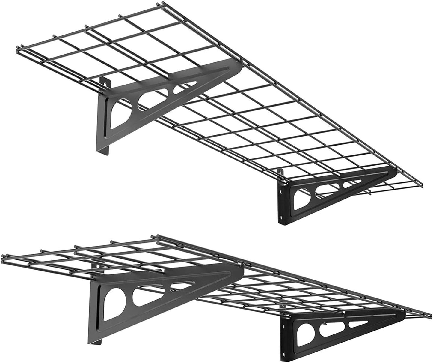 FLEXIMOUNTS 12-inch-by-72-inch Wall Shelf Garage Storage Rack Wall Mounted Floating Shelves,1x6ft ,Black, 2-Pack