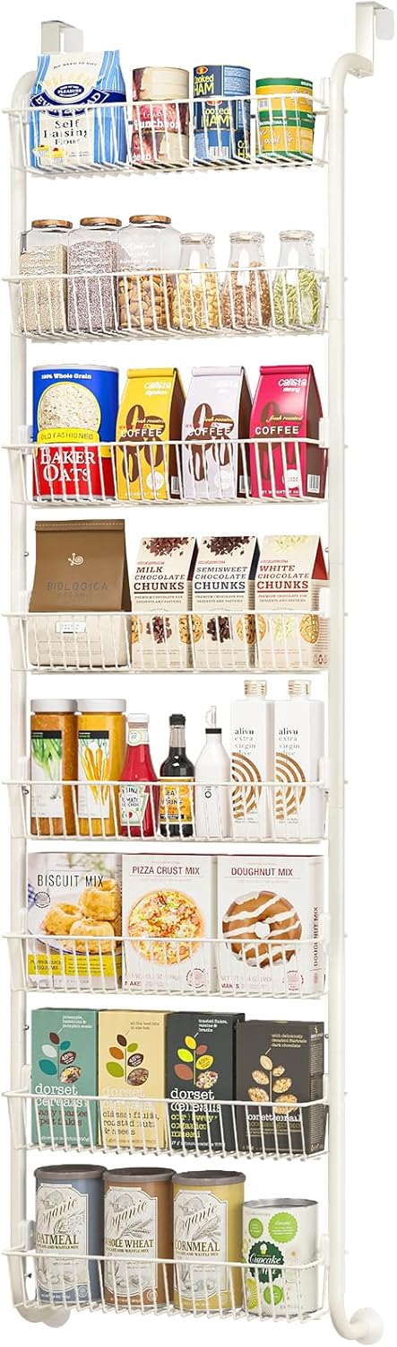 MIAOLI Over The Door Pantry Organizers and Storage, 6-Tier Spice Rack, Home & Kitchen Storage Shelves for Cabinet, Large Capacity Hanging Seasoning Organizer, Laundry Room Organization, Black