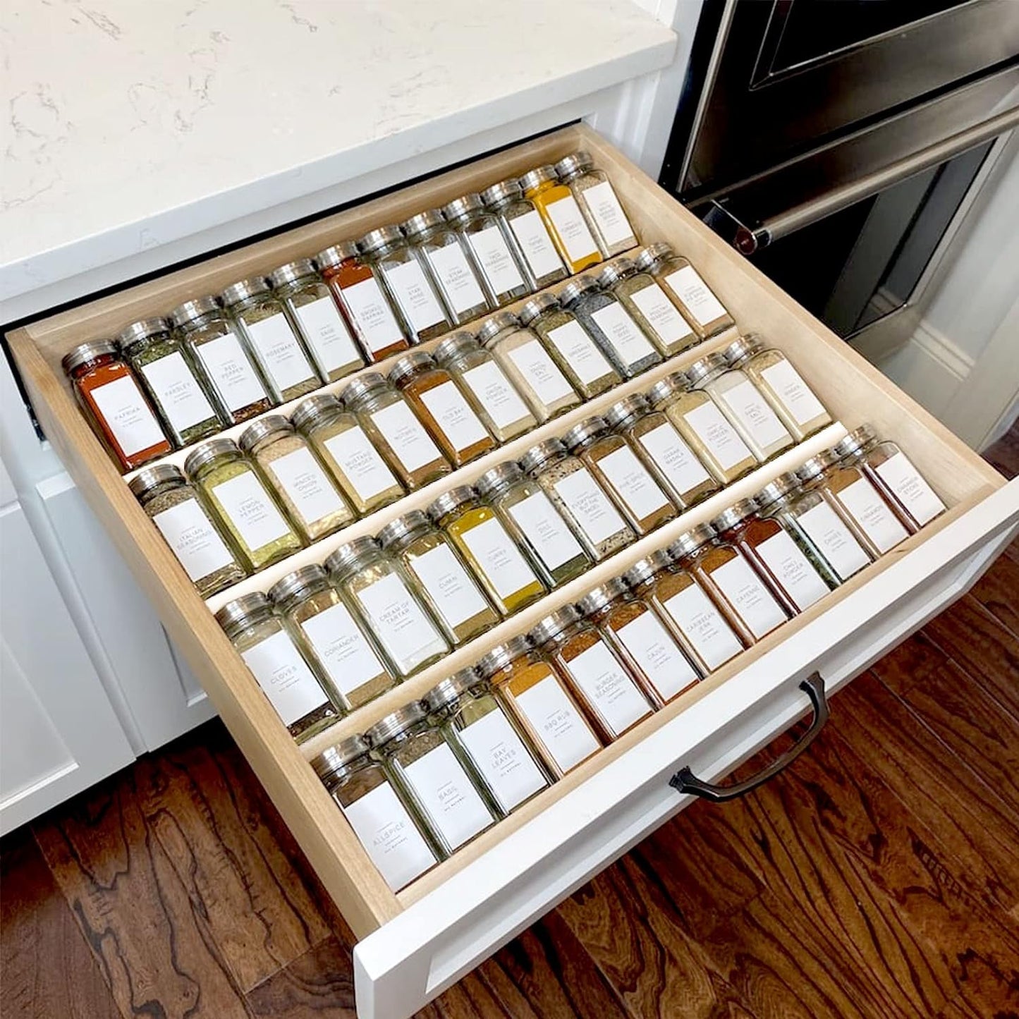 MIUKAA Clear Acrylic Spice Drawer Organizer, 4 Tier Seasoning Jars Drawers Insert, Kitchen Spice Rack Tray for Drawer/Countertop (Jars not included)