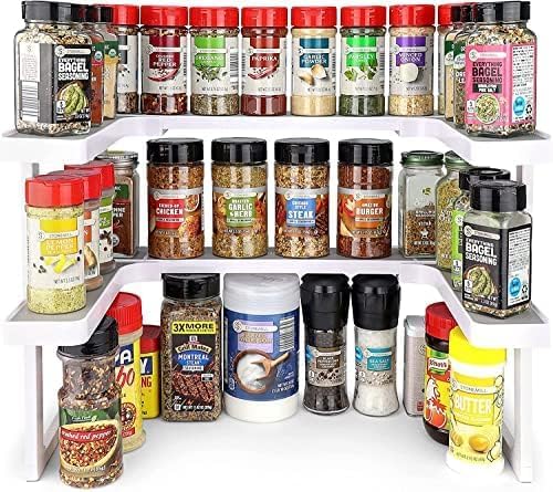 Spicy Shelf 3.0 - Expandable 2 Tiered Spice Rack Organizer for Cabinet & Pantry - Kitchen Seasoning Organizer - Cabinet Spice Racks for Inside Cabinets (Spicy Shelf Premium) - Home Organization
