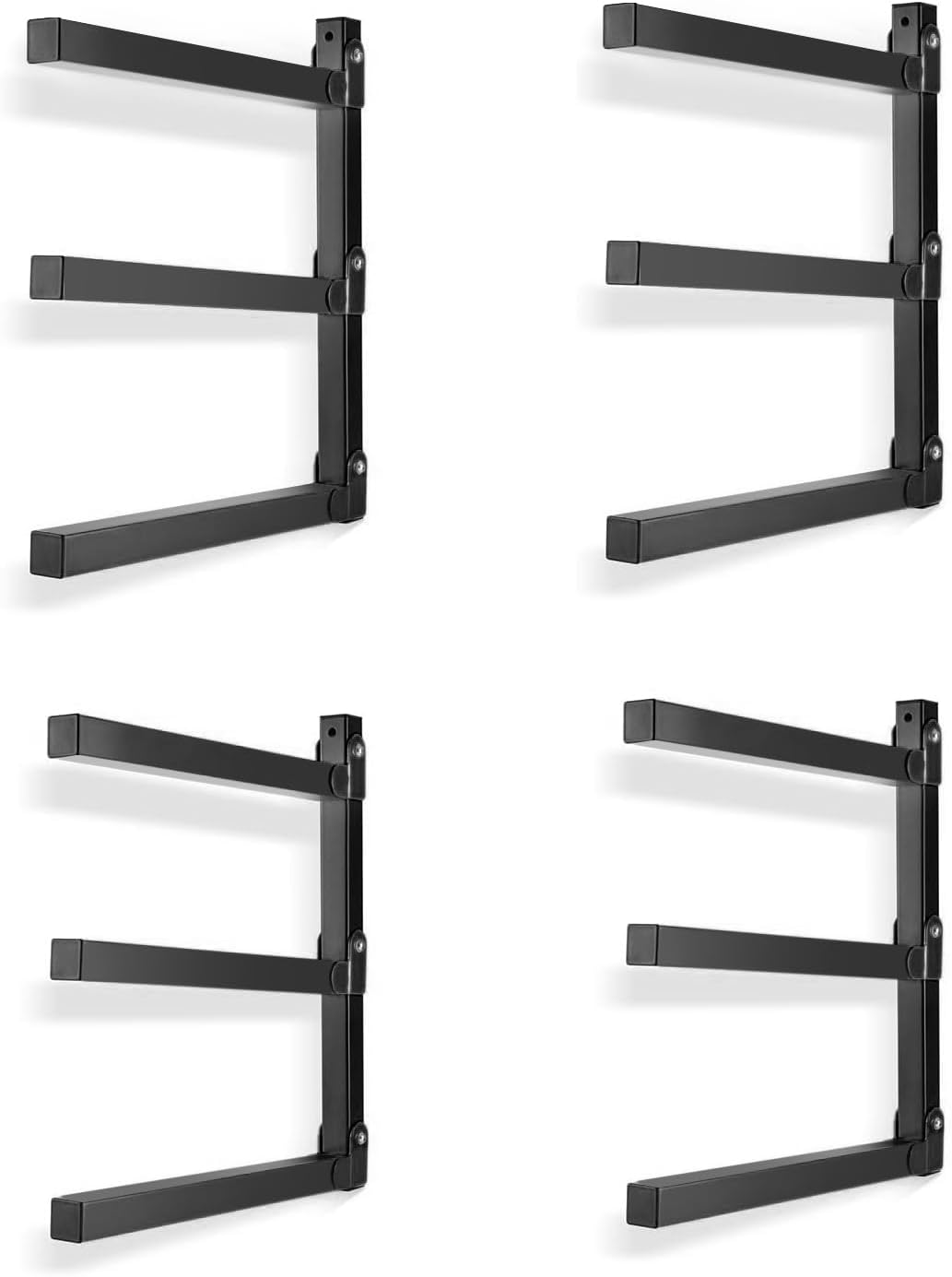 Ultrawall Wall Mount Wood Organizer and Lumber Storage Metal Rack with 3-Level - Indoor & Outdoor Use, 4 Pack