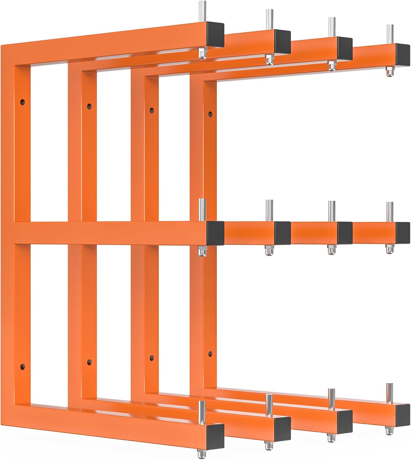 Lumber Storage Rack Wall-Mounted Lumber Racks Heavy Duty Wood Storage Rack with 6-Level Holds Up 720 LBS Sturdy Folding Garage Wood Organizer Orange Shelving Metal Shelf for Indoor & Outdoor- 4 Pack