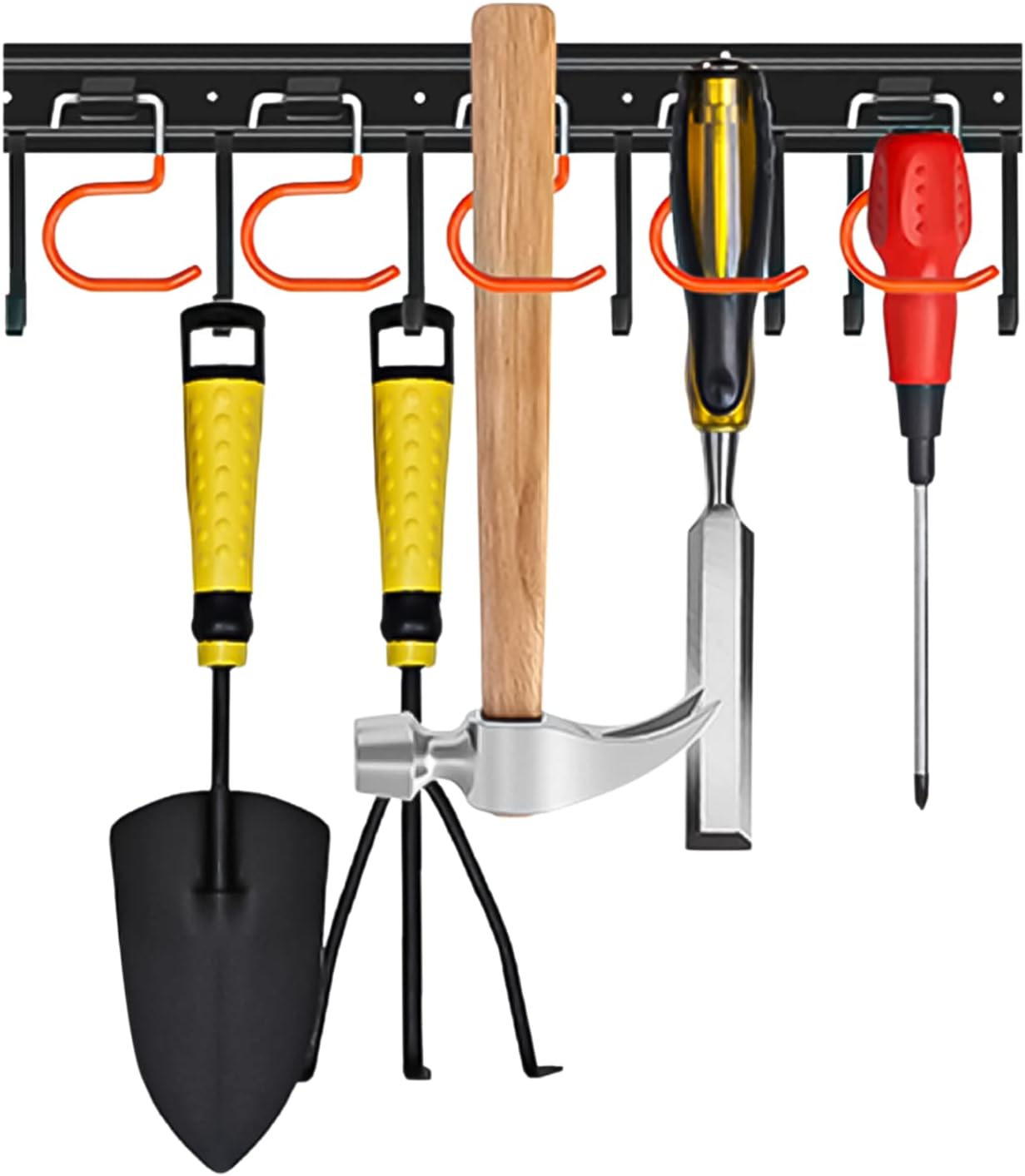 68'' All Metal Garden Tool Organizer Wall Mount Garage Organizers and Storage with Hooks Tool Hangers for Shed