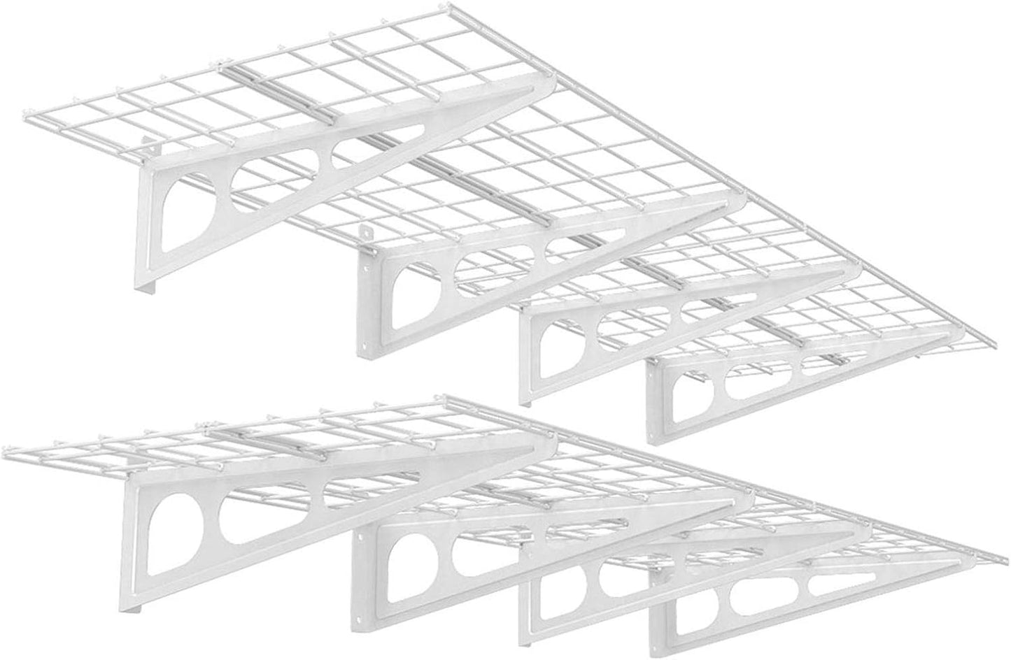 FLEXIMOUNTS 2-Pack 2x6ft Garage Shelving 24-inch-by-72-inch Wall Shelf Garage Storage Rack Floating Shelves, Black