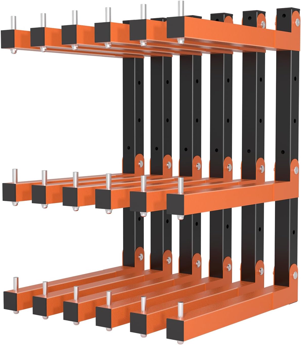 Lumber Storage Rack Wall-Mounted Lumber Racks Heavy Duty Wood Storage Rack with 6-Level Holds Up 720 LBS Sturdy Folding Garage Wood Organizer Orange Shelving Metal Shelf for Indoor & Outdoor- 4 Pack