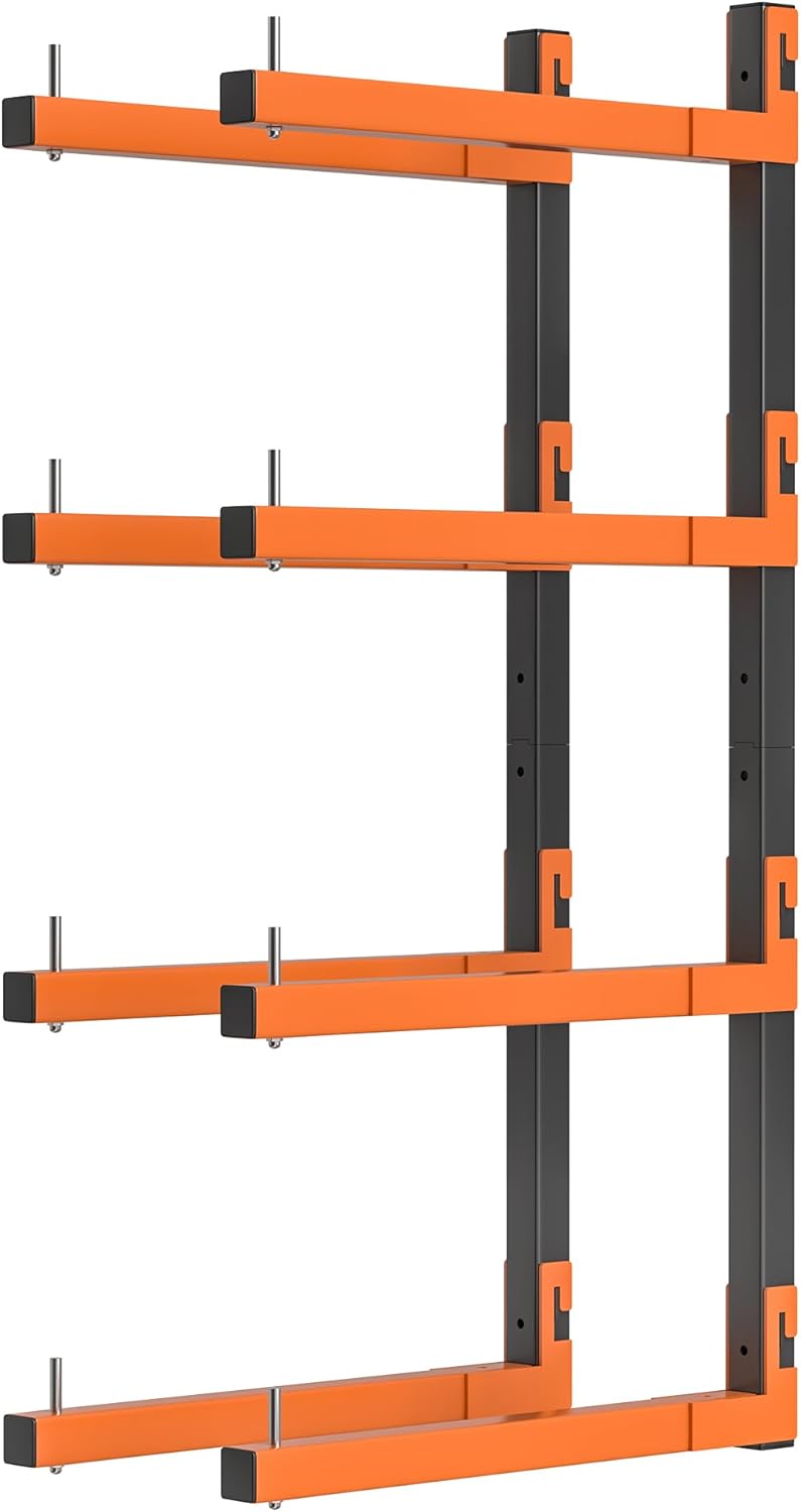 Lumber Storage Rack,Upgrade Folding Lumber Rack Wall Mount, Heavy Duty Metal 8 Level 32 Inch Wood Storage Rack for Garage Storage Organization