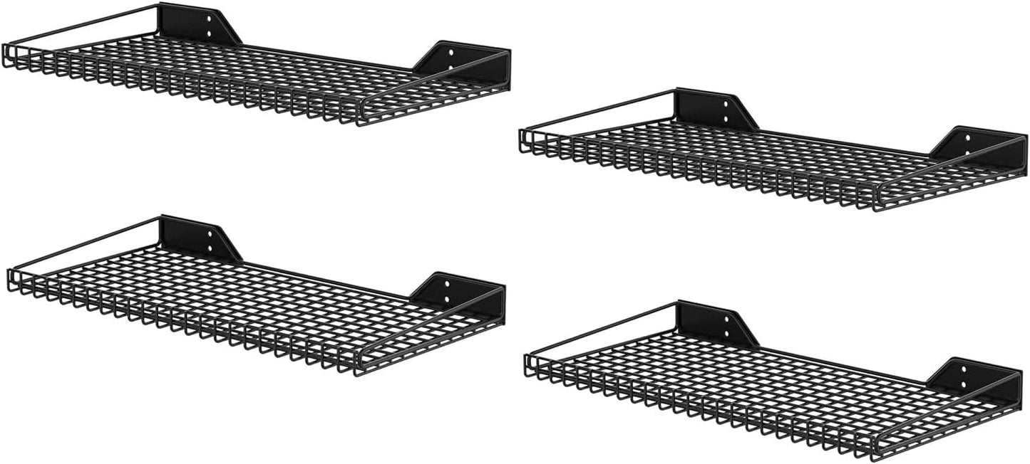 Wallmaster Garage Wall Shelf 2 Pack 23.6"x11.8" Wall Mount Heavy Duty Metal Shelves Mesh Storage Rack for Garage, Office, Basement and Kithcen, max Load 65 lbs (Black)