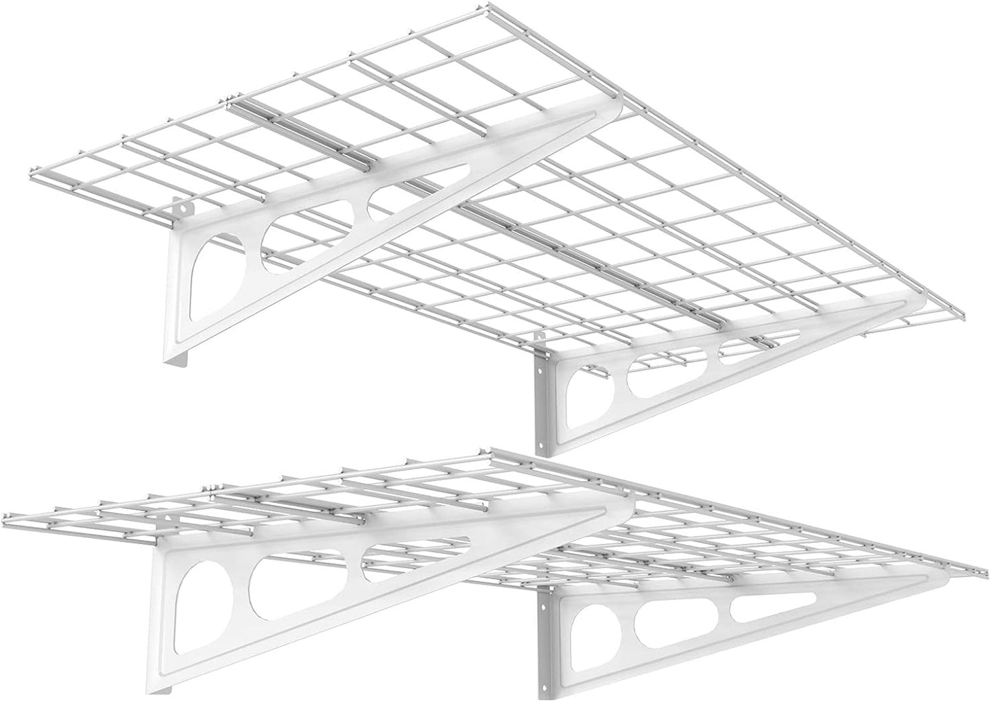 FLEXIMOUNTS 2-Pack 2x6ft Garage Shelving 24-inch-by-72-inch Wall Shelf Garage Storage Rack Floating Shelves, Black