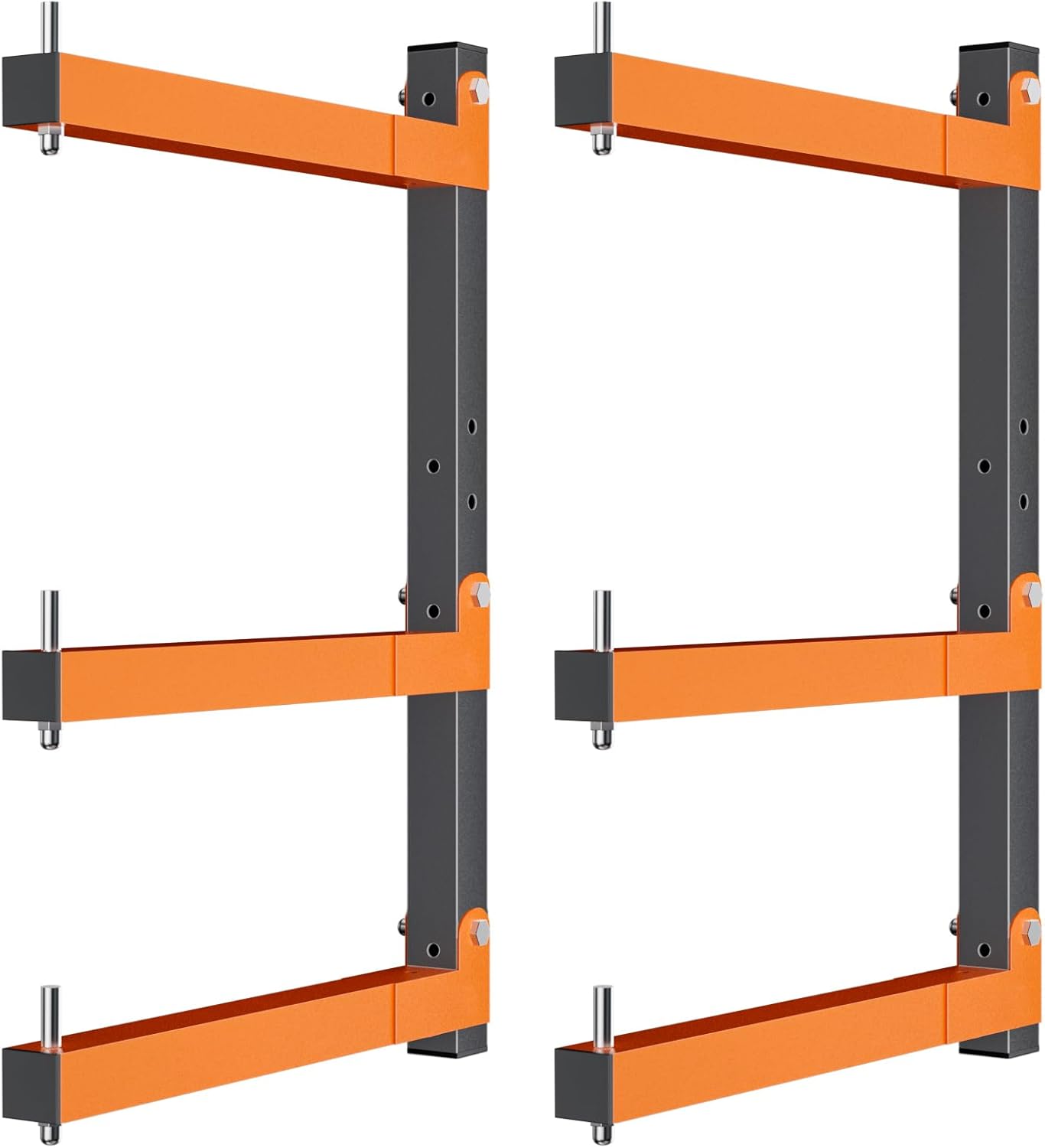Lumber Storage Rack Wall-Mounted Lumber Racks Heavy Duty Wood Storage Rack with 6-Level Holds Up 720 LBS Sturdy Folding Garage Wood Organizer Orange Shelving Metal Shelf for Indoor & Outdoor- 4 Pack