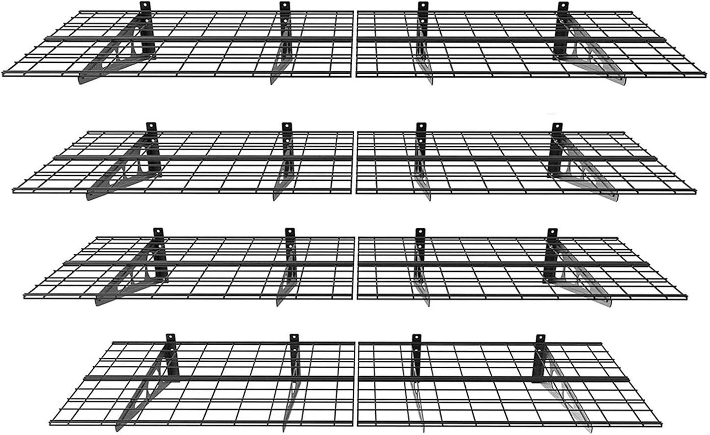 FLEXIMOUNTS 2-Pack 2x6ft Garage Shelving 24-inch-by-72-inch Wall Shelf Garage Storage Rack Floating Shelves, Black