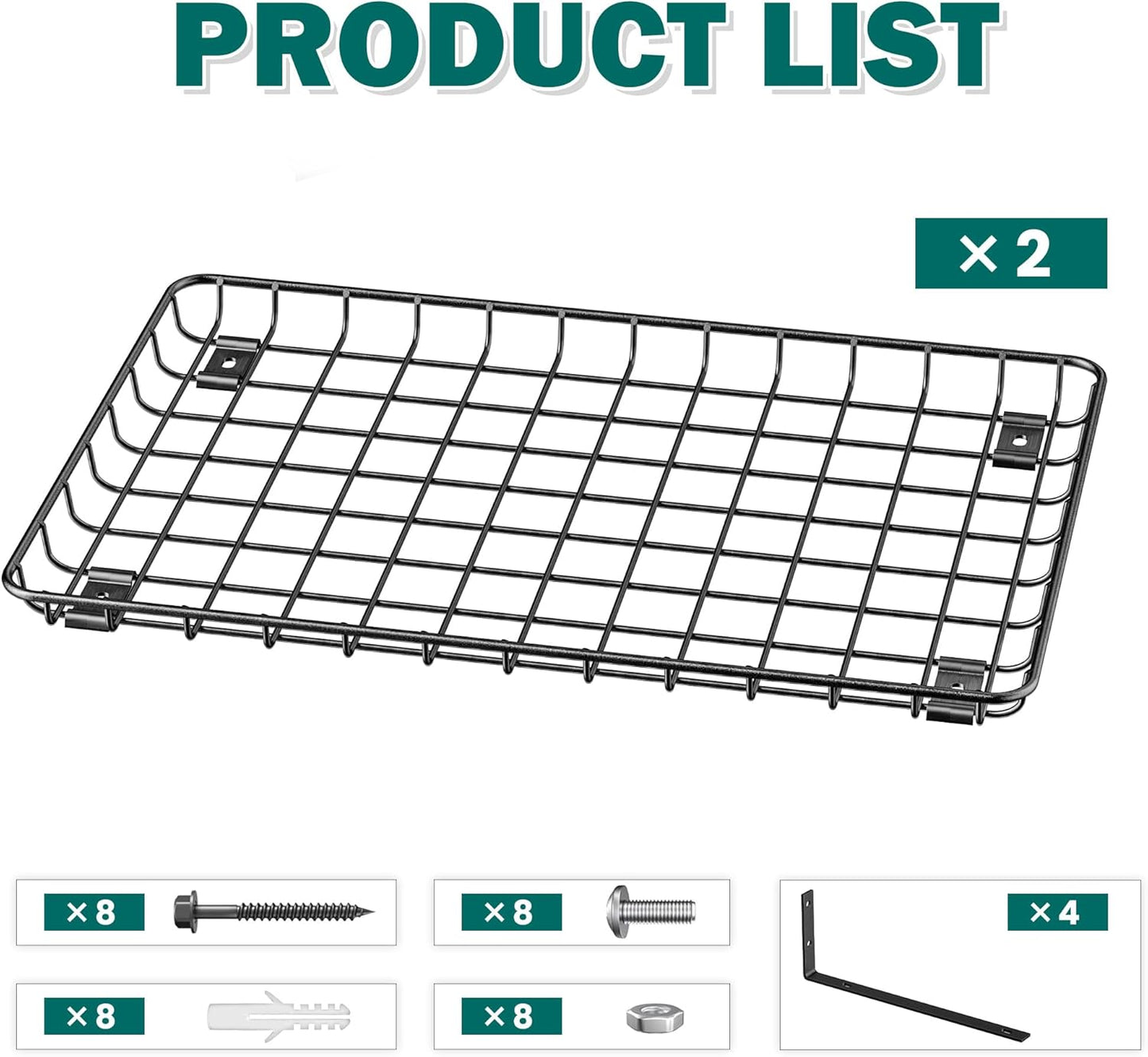 EVERHANGER Garage Wall Shelves 12x18 Inch, Wall Mounted Storage Shelf, Metal Shelf Rack, Heavy-Duty Wall Organizer 2 Pack, Black