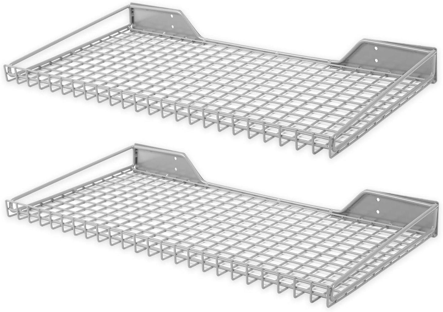 Wallmaster Garage Wall Shelf 2 Pack 23.6"x11.8" Wall Mount Heavy Duty Metal Shelves Mesh Storage Rack for Garage, Office, Basement and Kithcen, max Load 65 lbs (Black)