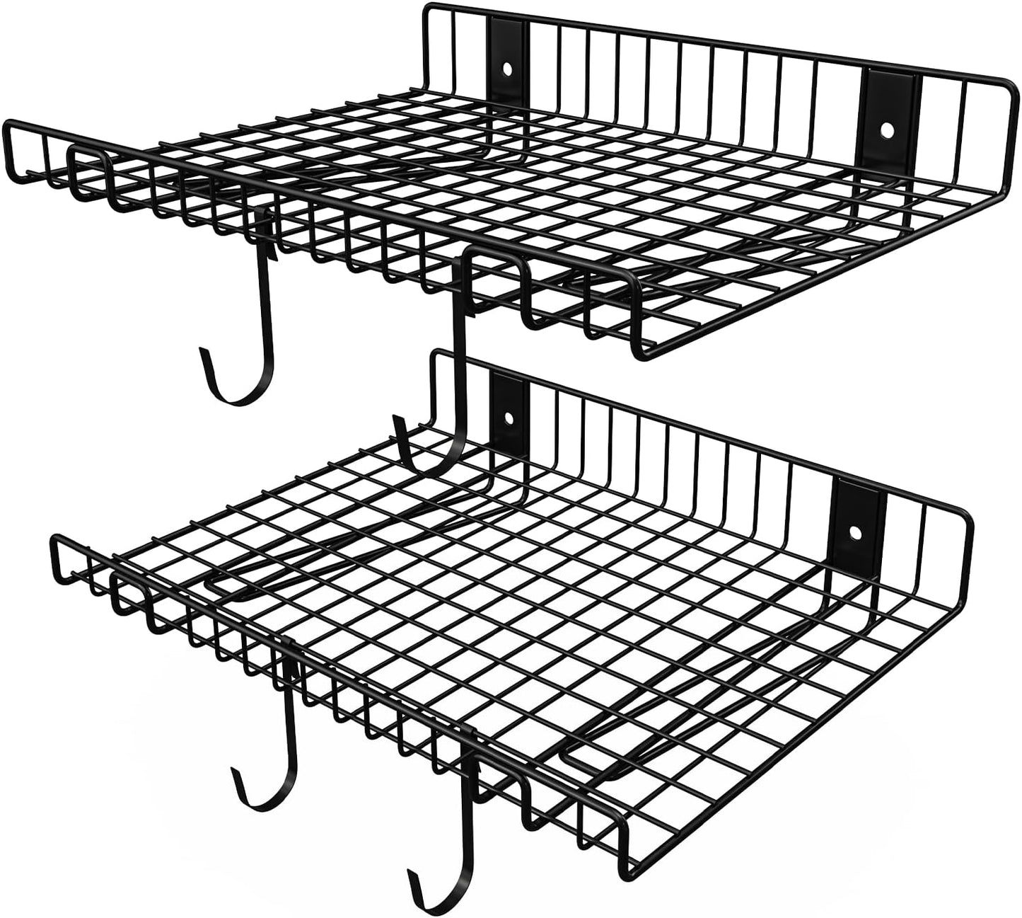 4 Pack Garage Wall Shelf, Wall Mounted Storage Shelves, Heavy Duty Metal Shelves for Room Wall, Loads 260 LBS Floating Shelves Mesh Storage Rack for Garage, Office, Basement,Wall Cabinet and Kitchen