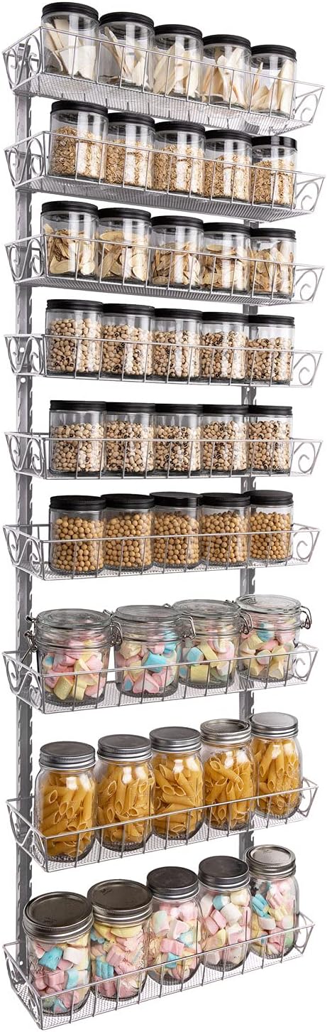 SWOMMOLY Adjustable Wall Mount Spice Rack, 3-Tier Dual-use (Multi-use) Organizer, Black