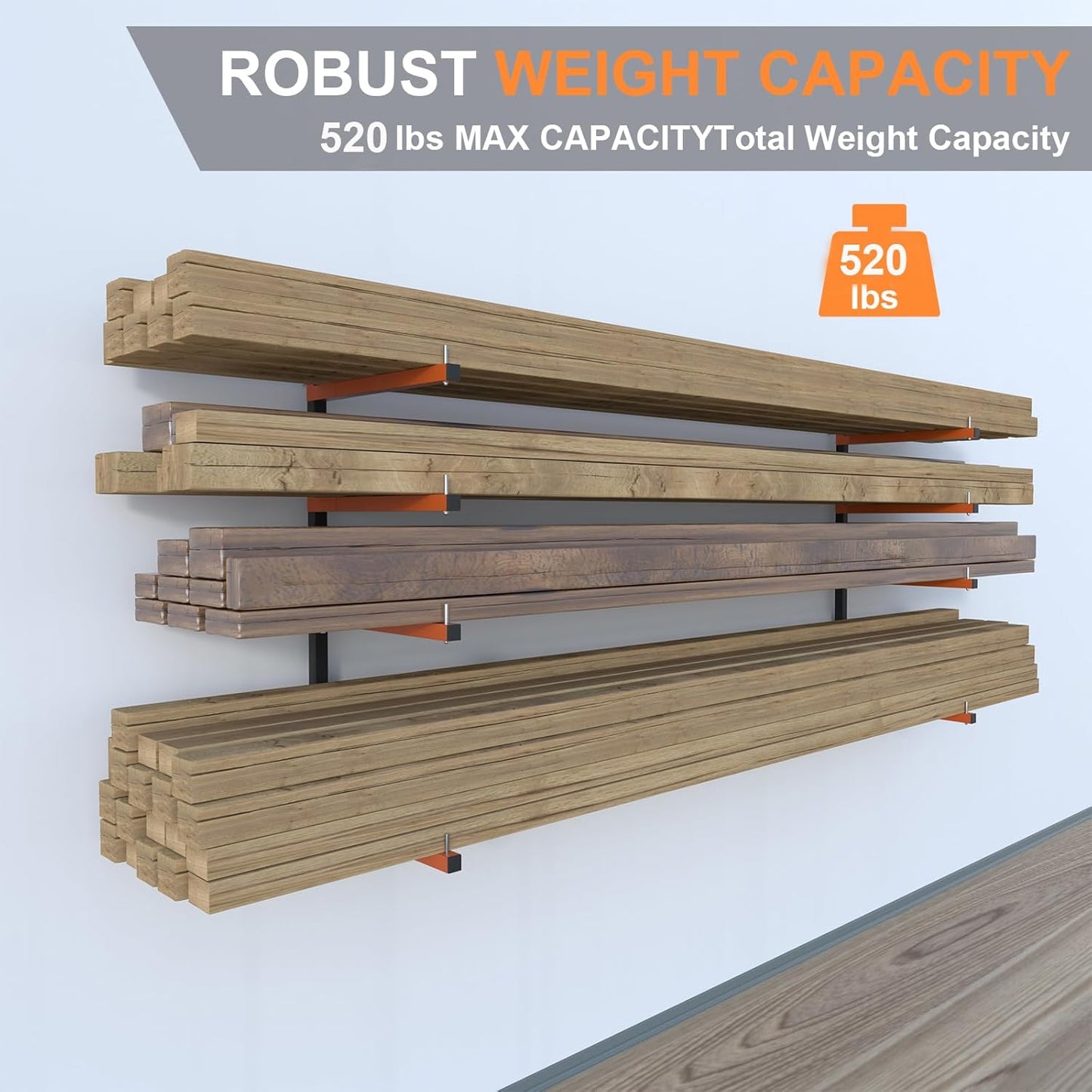Lumber Storage Rack,Upgrade Folding Lumber Rack Wall Mount, Heavy Duty Metal 8 Level 32 Inch Wood Storage Rack for Garage Storage Organization