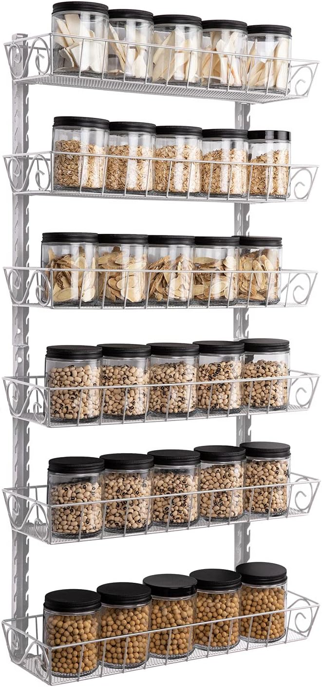 SWOMMOLY Adjustable Wall Mount Spice Rack, 3-Tier Dual-use (Multi-use) Organizer, Black