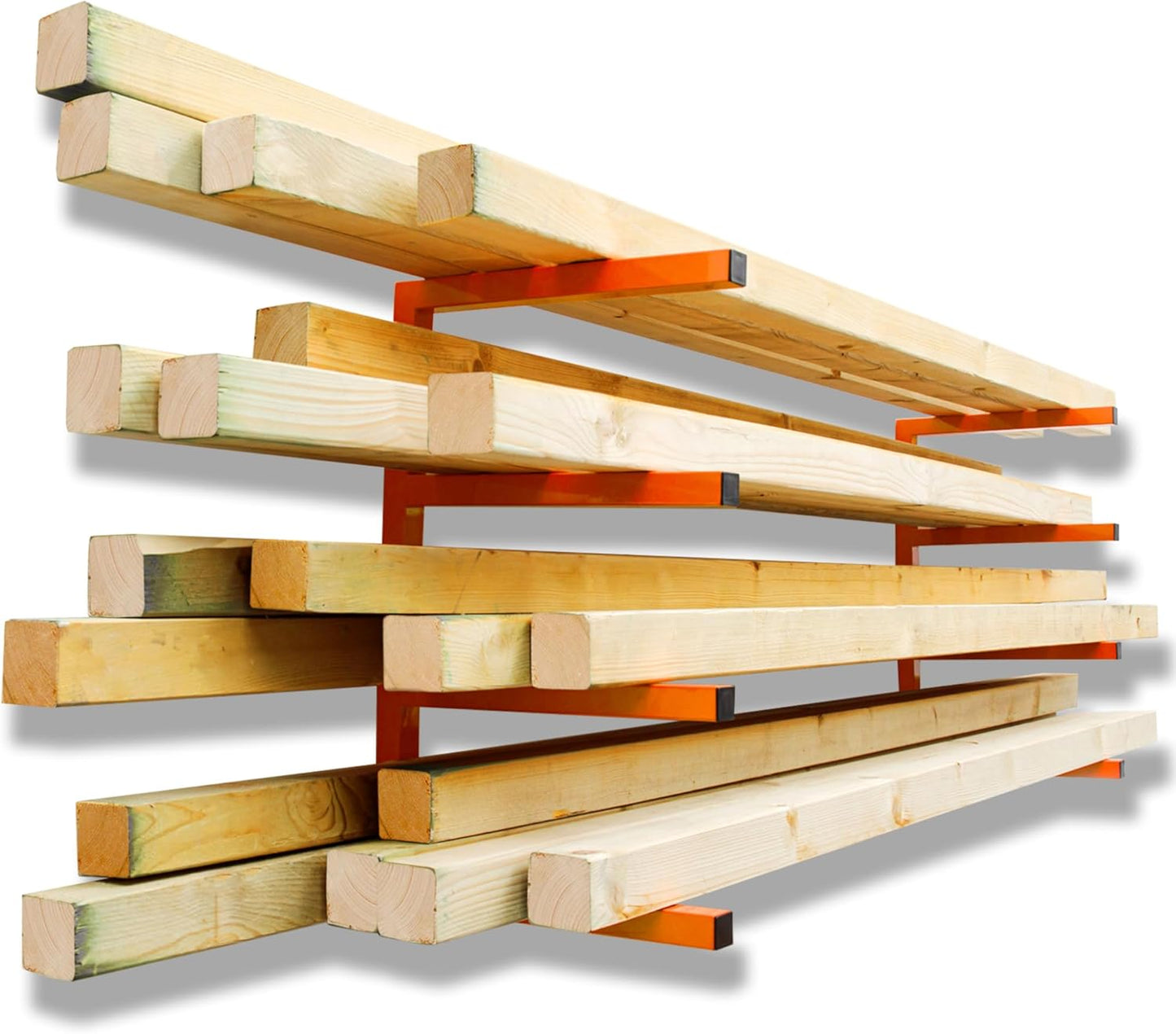 YYR Wood Organizer and Lumber Storage Rack Wall Mount, Heavy Duty Metal Shelf with 6-Level Holds Up 1200 LBS, Indoor & Outdoor Use - Orange