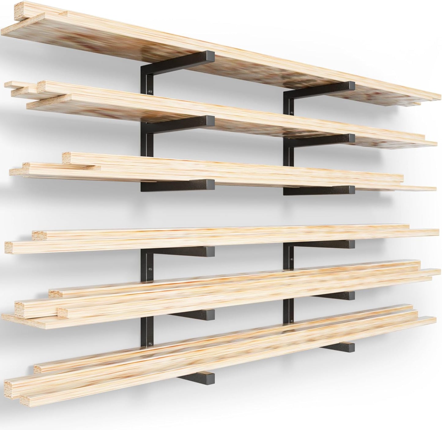 YYR Wood Organizer and Lumber Storage Rack Wall Mount, Heavy Duty Metal Shelf with 6-Level Holds Up 1200 LBS, Indoor & Outdoor Use - Orange