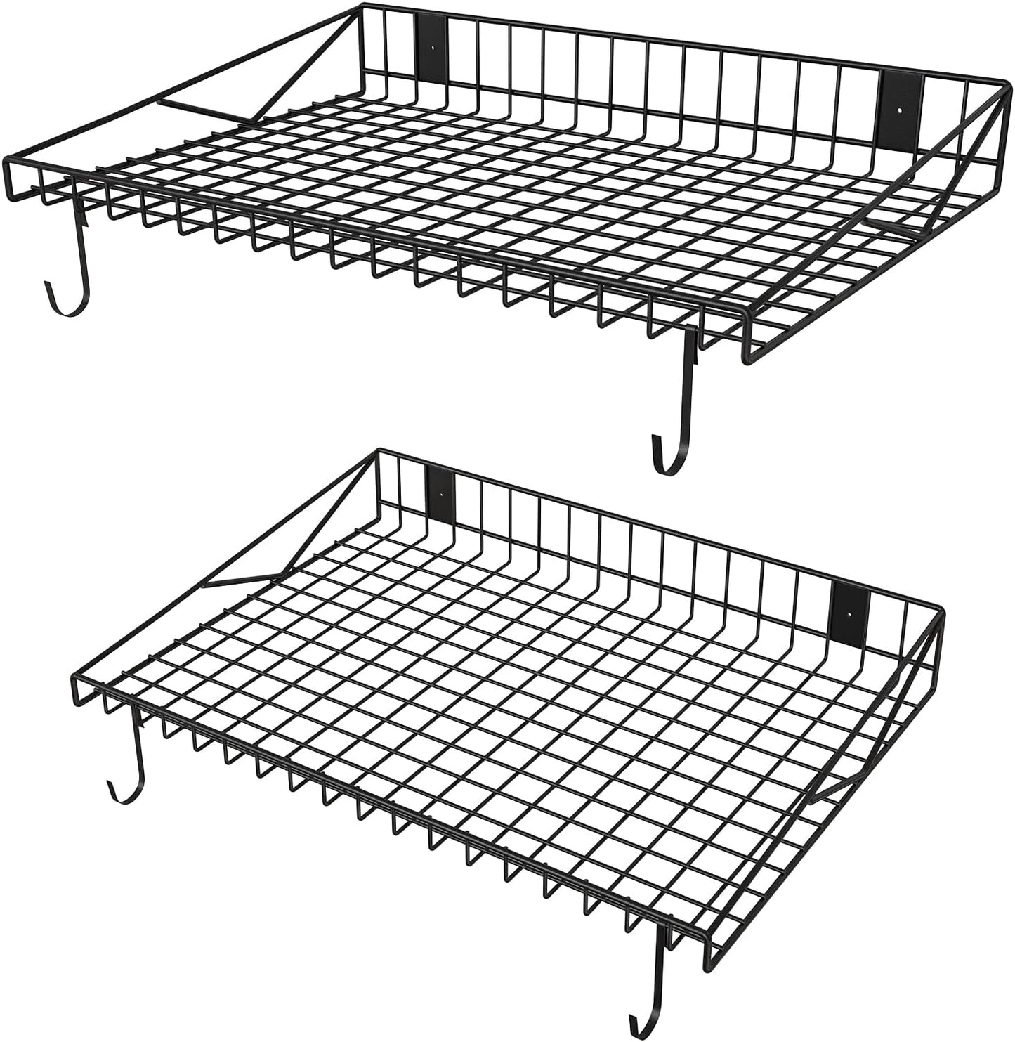 4 Pack Garage Wall Shelf, Wall Mounted Storage Shelves, Heavy Duty Metal Shelves for Room Wall, Loads 260 LBS Floating Shelves Mesh Storage Rack for Garage, Office, Basement,Wall Cabinet and Kitchen