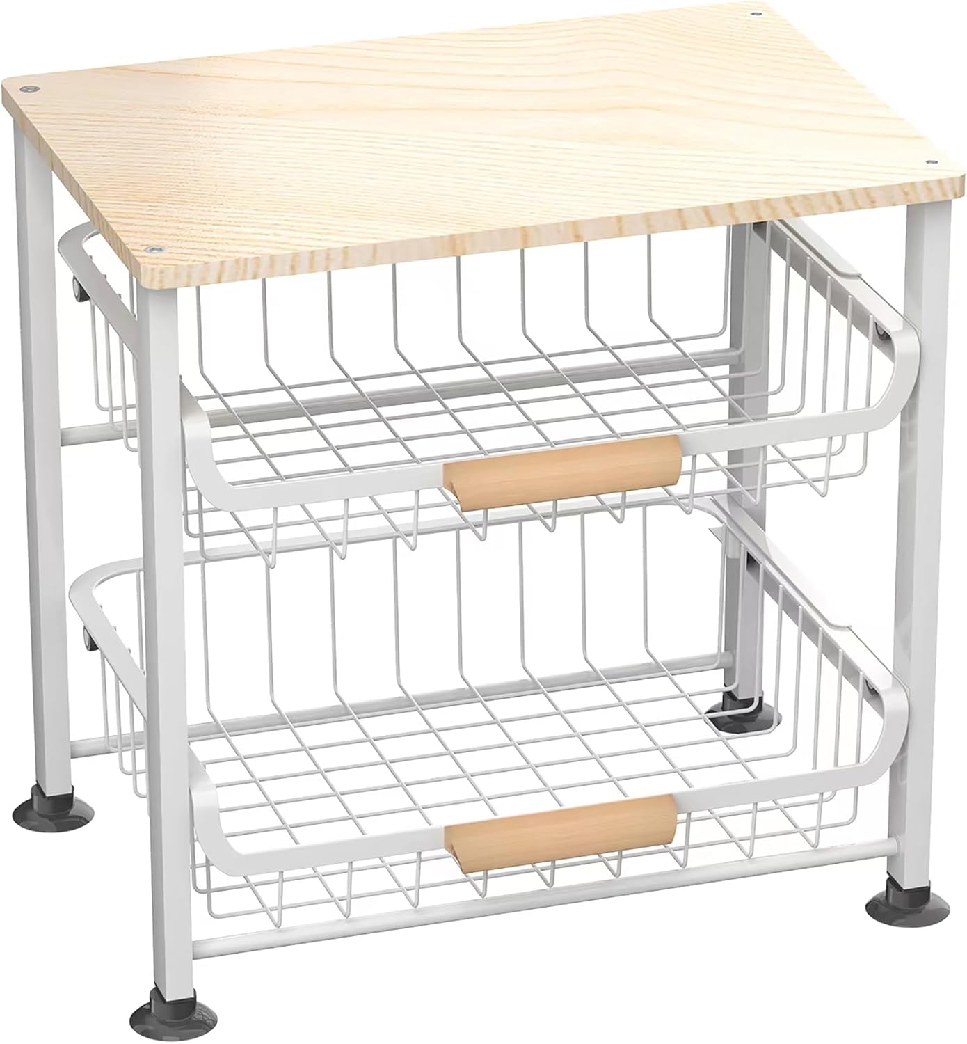 5-Layer Fruit Basket Kitchen Food Organizer and Rack, Stackable Storage Cart with Desktop, Pull-Out Hollow Metal Basket, Wheeled Sorting Rack Spice Rack, Black